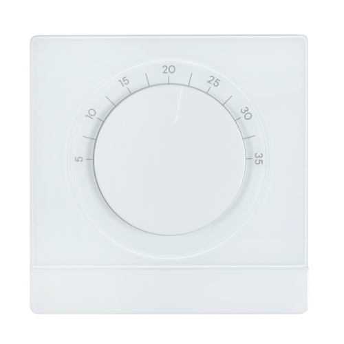 Bezprzewodowy, natynkowy regulator temperatury, bateryjny, biały