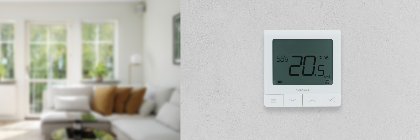 Bezprzewodowy, natynkowy regulator tygodniowy Quantum z wbudowanym akumulatorem, biały