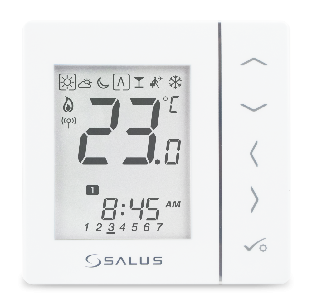 Bezprzewodowy, natynkowy regulator tygodniowy, bateryjny, biały