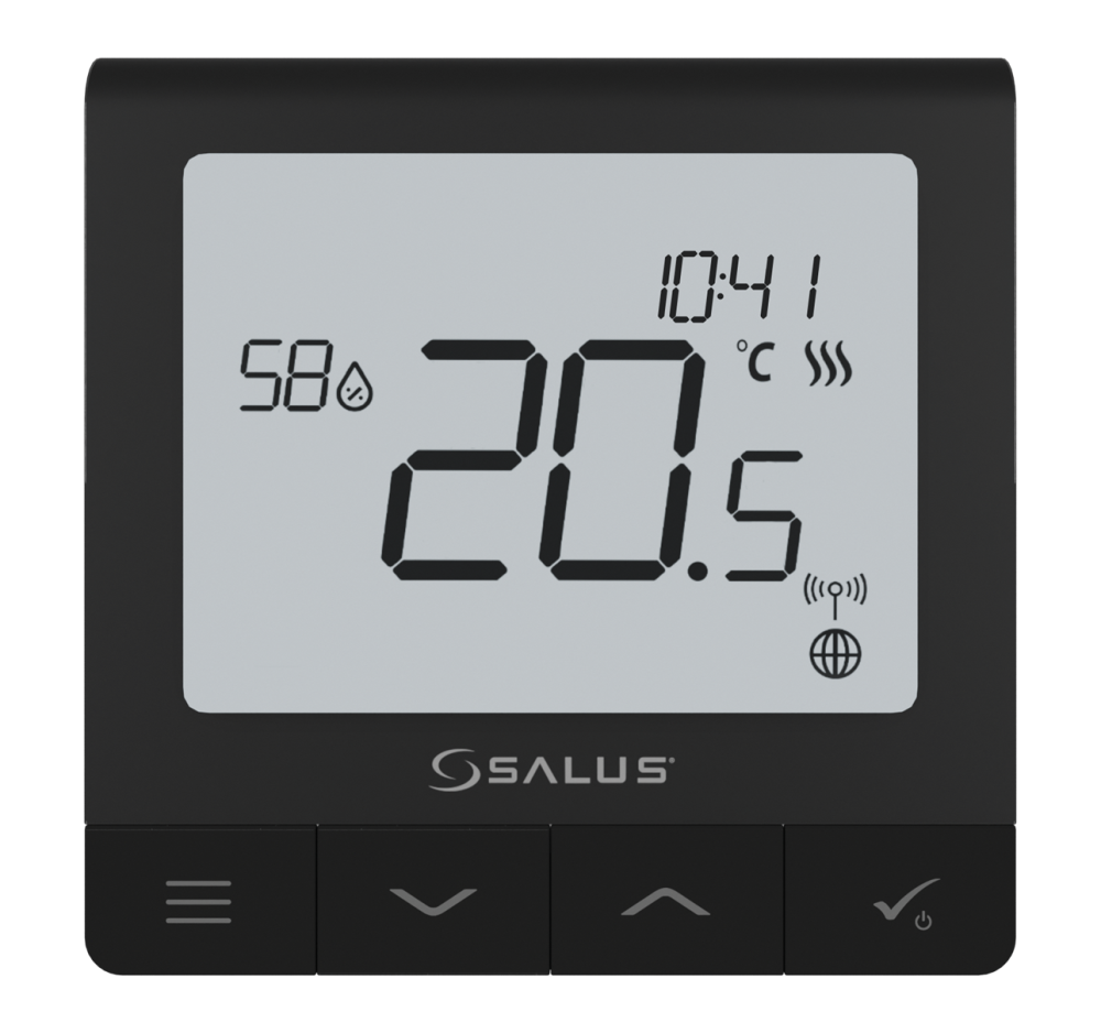 Bezprzewodowy, natynkowy regulator tygodniowy Quantum z wbudowanym akumulatorem, czarny